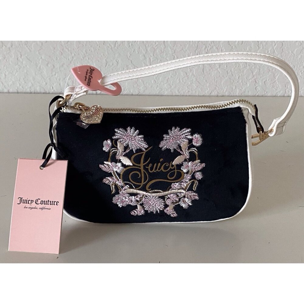 Juicy Couture‎ Juicy In Bloom Convertible WRISTLET Liquorice Embroidered NEW